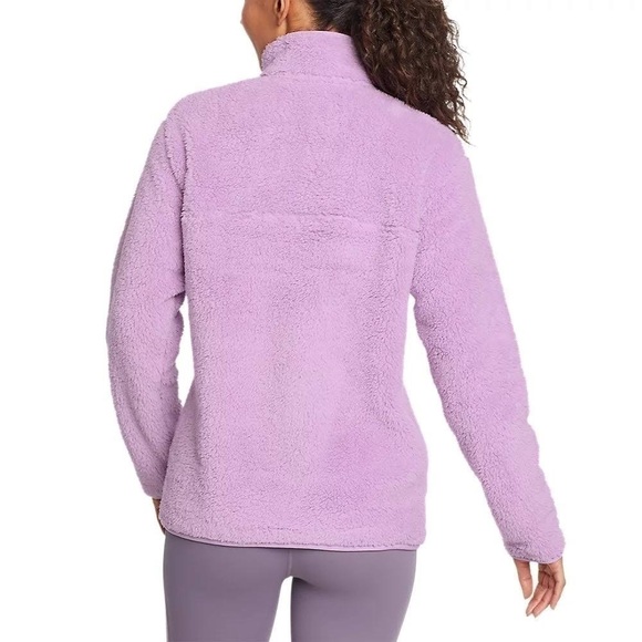 Eddie Bauer Purple Fast Plush Fleece Snap Mock Neck Cozy Soft Pullover Medium - Picture 2 of 16